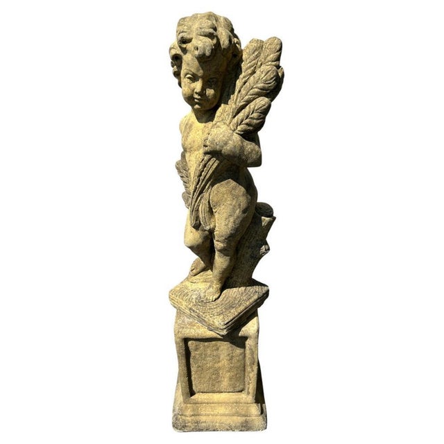 English Four Season Cherub Statues in Stone, Set of 4 For Sale - Image 18 of 18