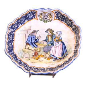 19th Century French Painted Faience Porquier Beau Quimper Wall Bowl / Vide-Poche