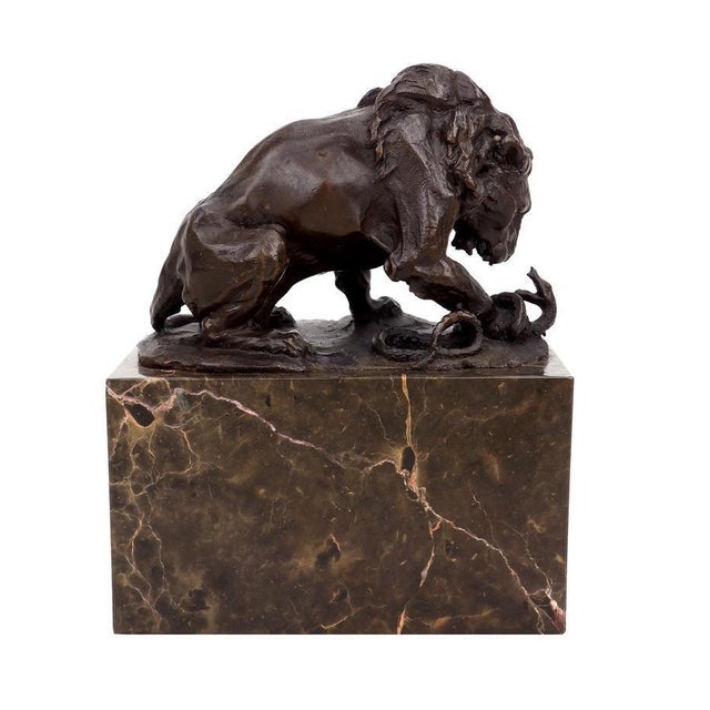 Art Deco Style Brown Patinated Bronze Animal Sculpture For Sale - Image 3 of 8