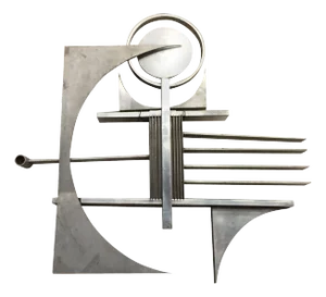 Mid-Century Brutalist Free-Form Aluminum & Steel Geometric Art Wall Sculpture
