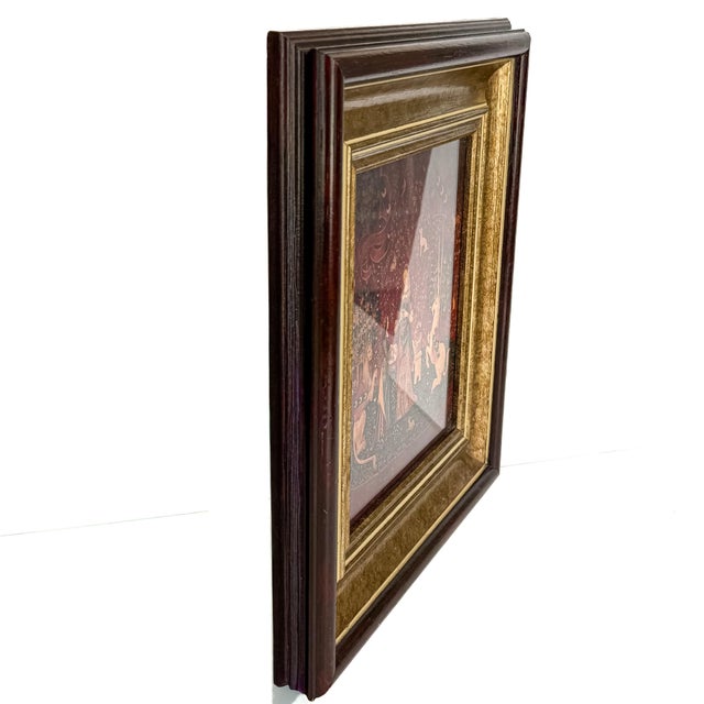Late 20th Century Late 20th Century Coordinating Pair of Framed Medieval Unicorn Tapestry Prints in Gilt and Mahogany-Tone Frames - Set of 2 For Sale - Image 5 of 12
