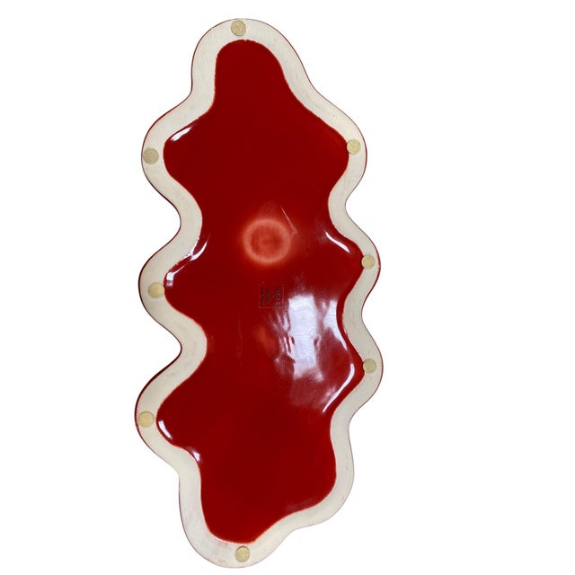 Glass Iridescent Glazed Red Vase For Sale - Image 7 of 8