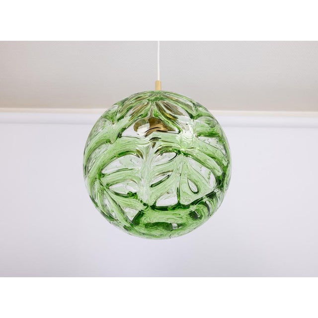 Large Green Murano Ball Pendant Light from Doria, Germany, 1970s For Sale - Image 6 of 10