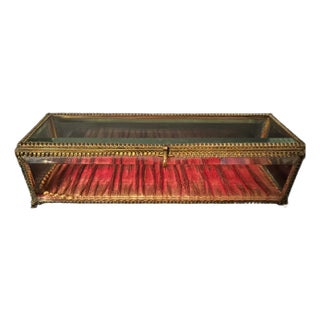 French Glass and Ormolu Jewelry or Bridal Wedding Box For Sale
