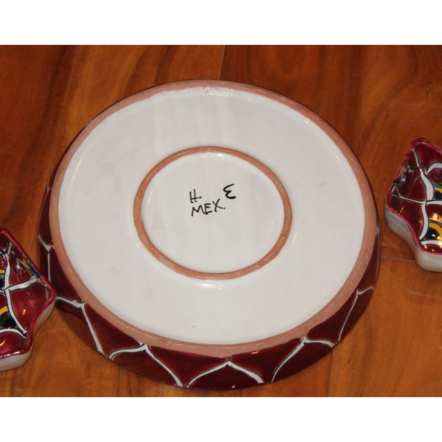 Sculpture Materials Mexican Hand Painted, Mexican Talavera 7-Piece Appetizer Serving Dish For Sale - Image 7 of 7