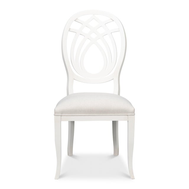Art Deco Neoclassical Dining Chairs with Ribbon Backs in White, Sets of 2 For Sale - Image 3 of 11
