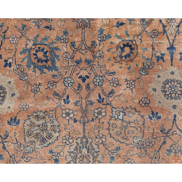 Early 20th Century Antique Persian Tabriz Handwoven Wool Rug For Sale - Image 5 of 8