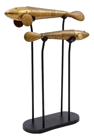 Brown Articulated Fish Sculptures
