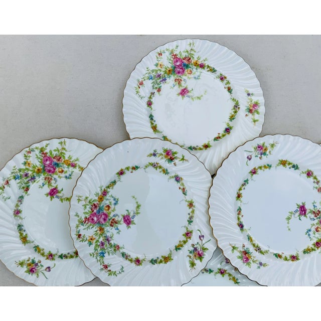 Minton Bone China 10" Dinner Plates - Lorraine Pattern, C. 1925 For Sale - Image 4 of 11