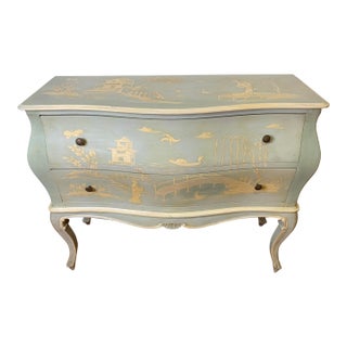 Vintage Italian Louis XV Style Chinoiserie Bombé Chest – Hand-Painted For Sale