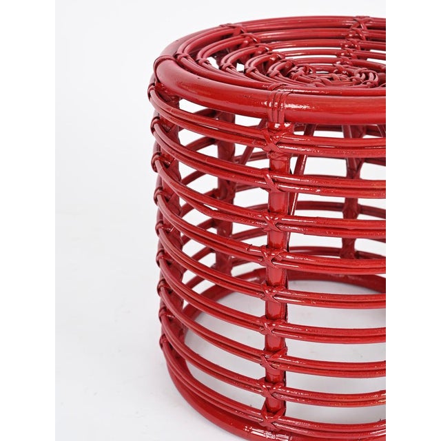 Mid-Century Modern Rattan and Wicker Pouf by Tito Agnoli, 1970s For Sale - Image 13 of 14