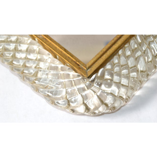 1940s Art Deco Barovier Blown Art Glass Murano Brass Mirrored Tray Vanity Mirror For Sale - Image 9 of 18