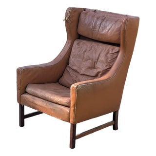 Late 20th Century Attributed to Fredrik Kayser Lounge Chair in Leather and Rosewood For Sale