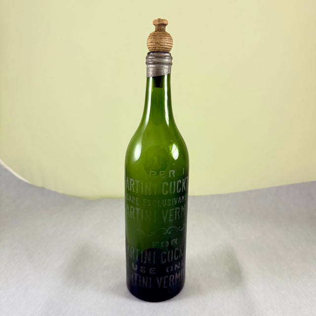 Antique French Etched Martini Vermouth Corked Bottle For Sale In Philadelphia - Image 6 of 10