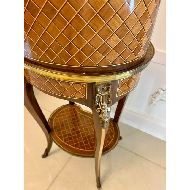 Antique French Kingwood Parquetry Freestanding Ormolu Ladys Writing Desk Bonheur Du Jour, 1880 For Sale - Image 12 of 16
