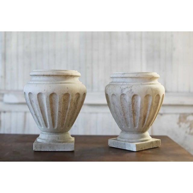 Marble Urns Italian Neo-Classical Style - A Pair For Sale - Image 10 of 12