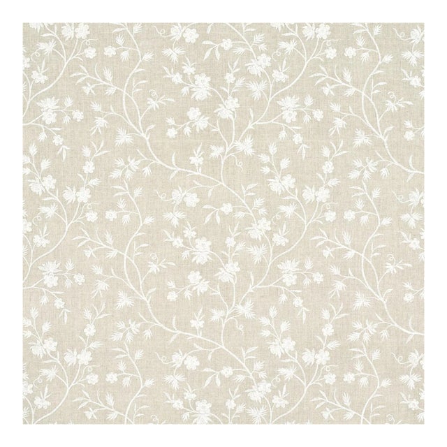 Schumacher Wildflower Embroidery Fabric in Linen For Sale