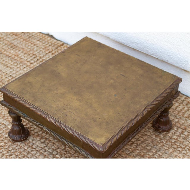 19th Century Antique Brass Laminate Bajot Table With Carved Legs For Sale - Image 5 of 10