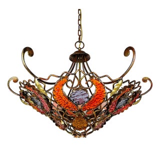 Metal and Murano Glass Chandelier by MM Lampadari, 1990s For Sale