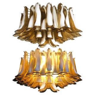 Italian Murano Glass Petal Ceiling Lamps, 1990s, Set of 2 For Sale