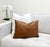 Off White Boucle & Brown Leather Box Throw Pillow With Feather Down Insert For Sale - Image 4 of 7