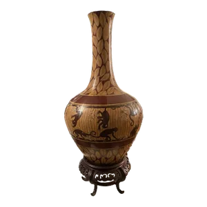 Late 20th Century Large and Unique Cloisonné Monkey Vase