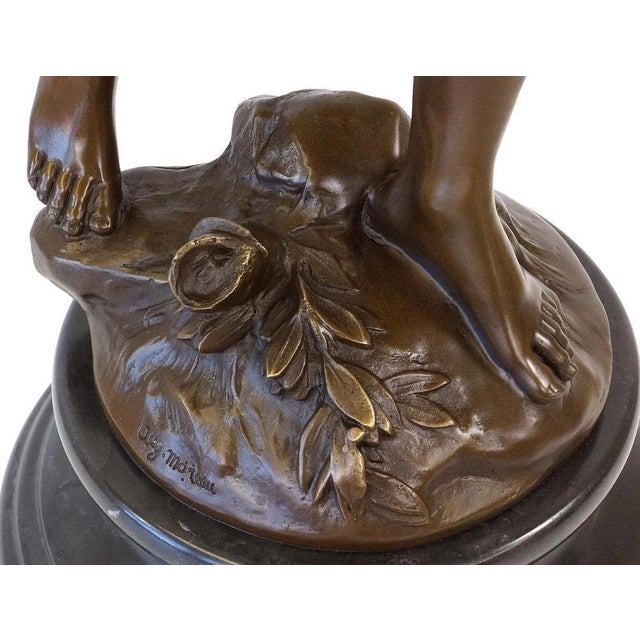 Metal Art Deco Style Angel Sculpture, Green Patinated Bronze For Sale - Image 7 of 8