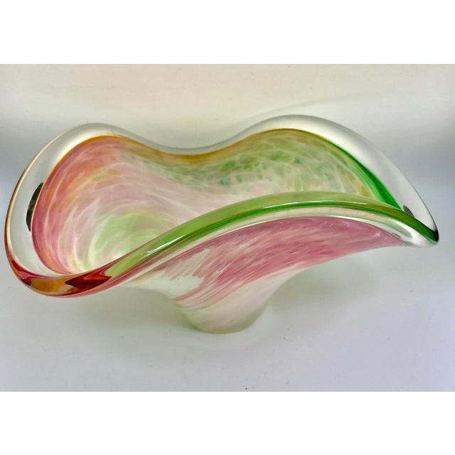 Mid-Century Murano Pastel Swirls Zanfirico Organic Form Bowl For Sale - Image 13 of 13