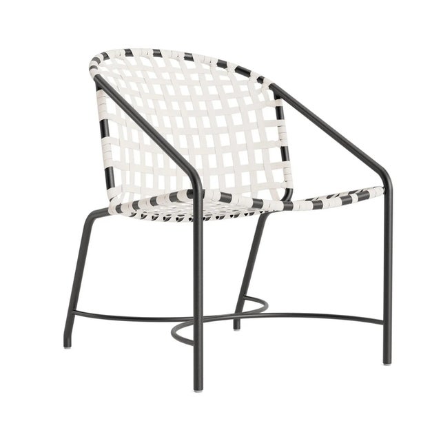 Brown Jordan Kantan Aluminum Suncloth Arm Chair, Textured Pewter frame with White fabric For Sale - Image 12 of 12