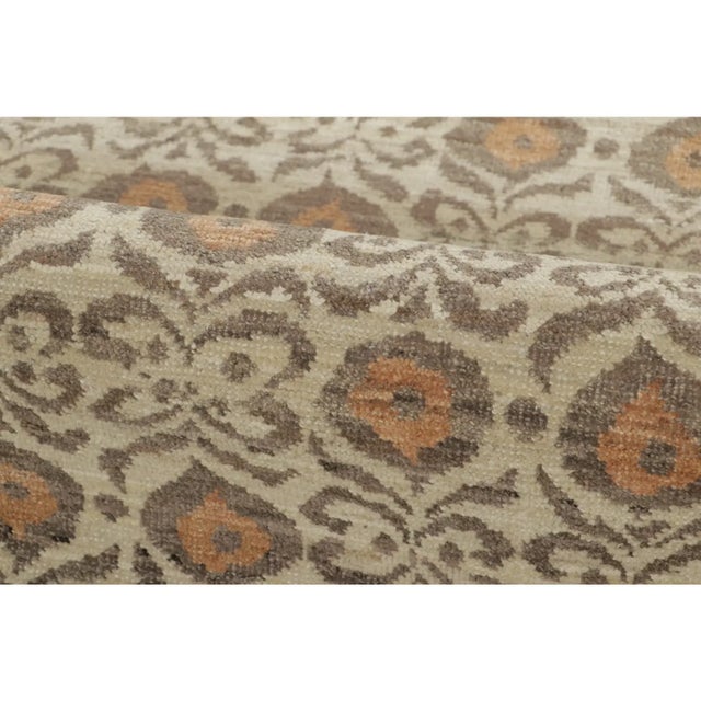 Contemporary Block Print Floral Wool Runner by Rug & Kilim, India For Sale In New York - Image 6 of 9