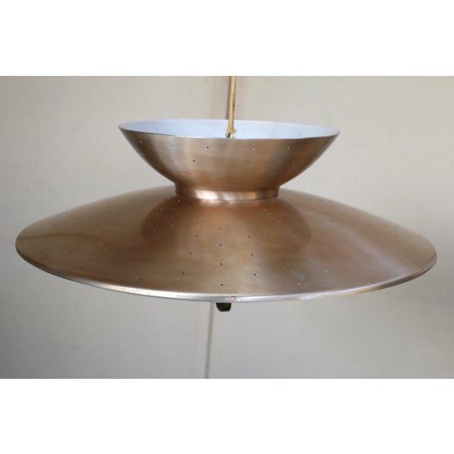 Metal Mid Century Pull Down Pendant Light Fixture For Sale - Image 7 of 17