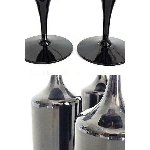 1970s Water Goblets in Nocturne Black by Seneca Glass, Set of 6 For Sale - Image 10 of 15