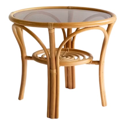 Vintage Round Bamboo Table For Sale