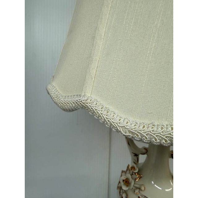 Off-white White Porcelain With Gold Swirls Table Lamps, Pair For Sale - Image 8 of 12