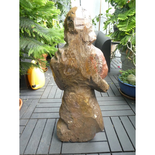 18th Century 18th Century Spanish Hand Carved Polychromed Saint Statue For Sale - Image 5 of 13