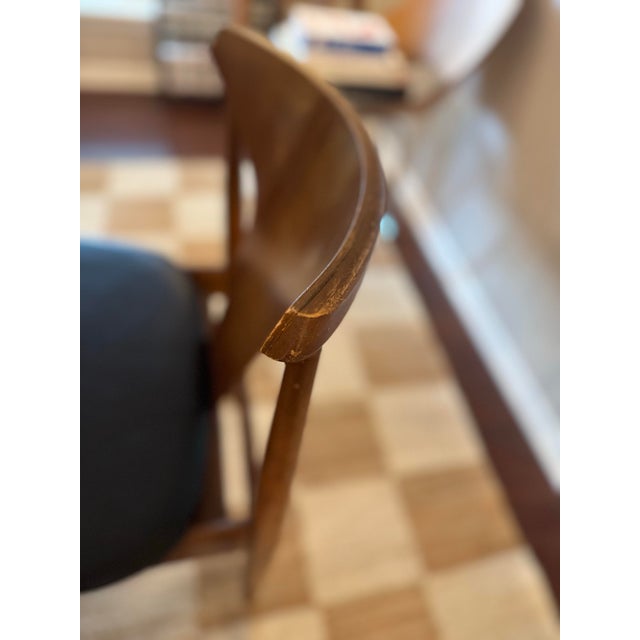 1960s A Beautiful Set of 4 Mid Century Modern Dining Chairs in Teak With Black Faux Leather Seats, Attributed to Elliots of Newbury, Circa 1960s For Sale - Image 5 of 12