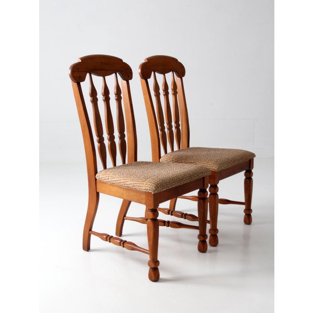 Mid-Century Singer Furniture Wood Dining Chairs With Upholstered Seats Pair For Sale - Image 10 of 15