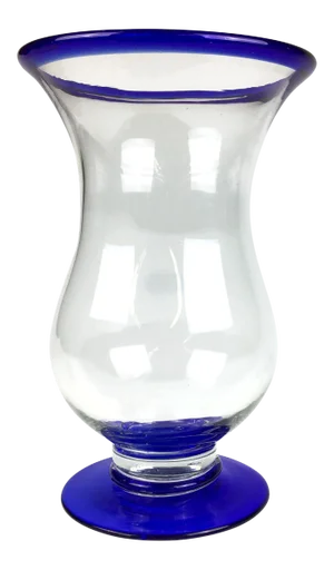 Vintage Cobalt Accented Blown Glass Flower Vase