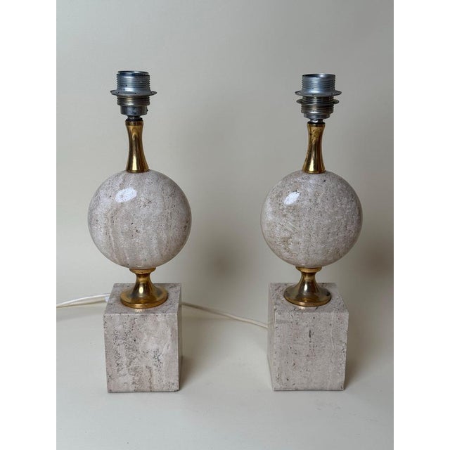Travertine Table Lamps by Philippe Barbier for Maison Barbier, 1960s, Set of 2 For Sale - Image 17 of 18