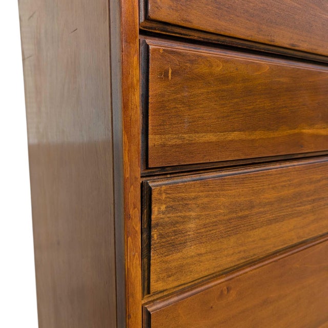 Vintage Mid-Century Walnut Six-Drawer Chest With Brass Pulls For Sale - Image 17 of 18
