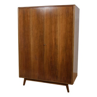 Ash & Walnut Wardrobe by Bohumil Landsman for Jitona, Former Czechoslovakia, 1960s For Sale