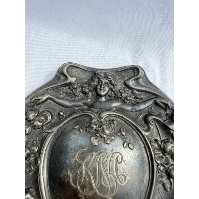 Antique Art Nouveau Silver Hand Mirror/Dark and Moody Vibe. For Sale - Image 11 of 11