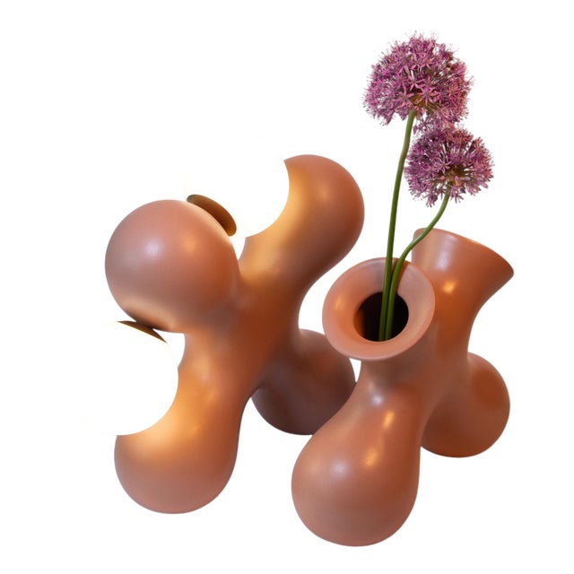 Tabono Table Lamp and Vase Set in Ceramic by Soheila Mahmoodi, Set of 2 For Sale