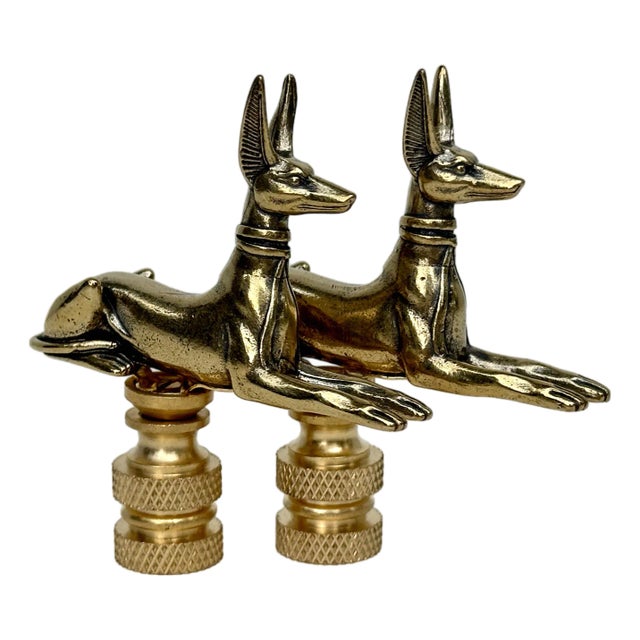Egyptian Pharaoh Dog Lamp Finials - A Pair For Sale
