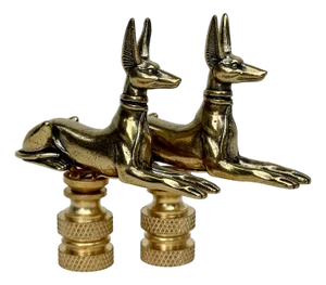 Egyptian Pharaoh Dog Lamp Finials - A Pair