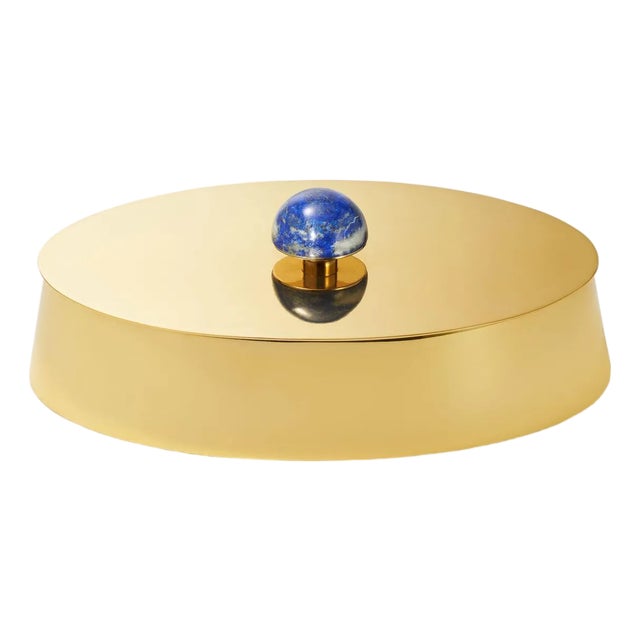 AERIN Ornella Brass Box, Lapis For Sale