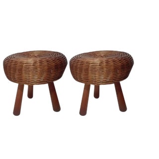 Wicker Stools by Tony Paul, 1950s, Set of 2 For Sale