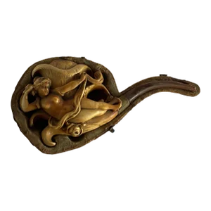 Circa 1890 Hand-Carved Nude Goddess Meerschaum Pipe in Case