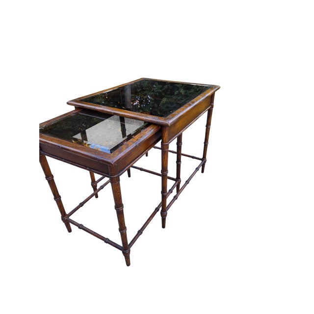Thomasville Vintage Faux Bamboo Nesting Stacking Tables Hollywood Regency Glass For Sale - Image 18 of 18