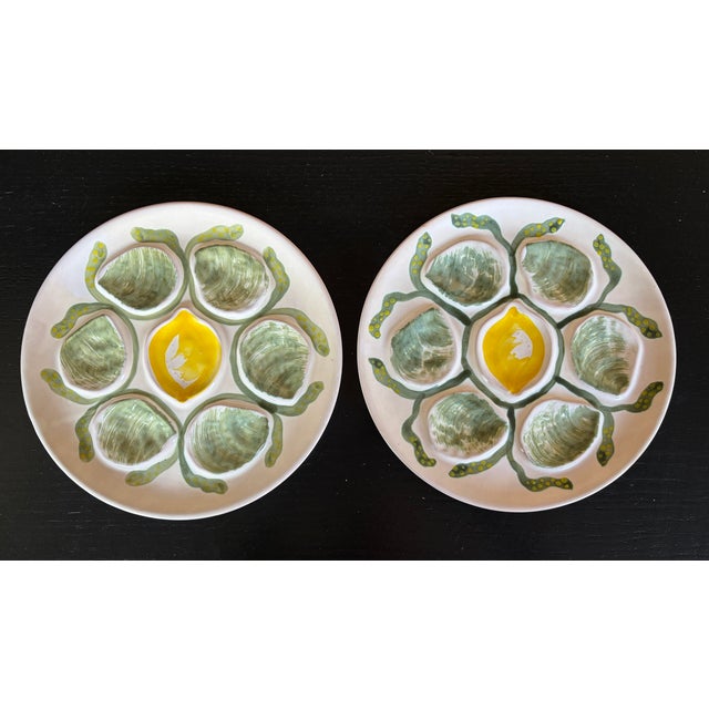 Green Belon Oyster Plates from Pornic Pottery MBFA, 1950s, Set of 10 For Sale - Image 8 of 12